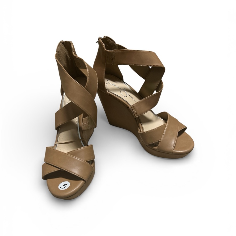 Jessica Simpson Tan Strappy Wedge Sandals